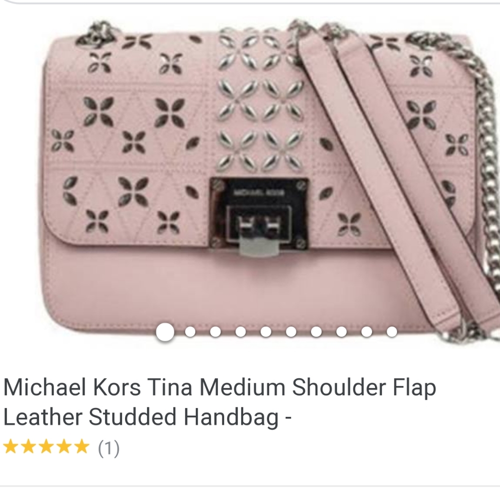Michael Kors Tina Shoulder Flap Leather Studded Handbag